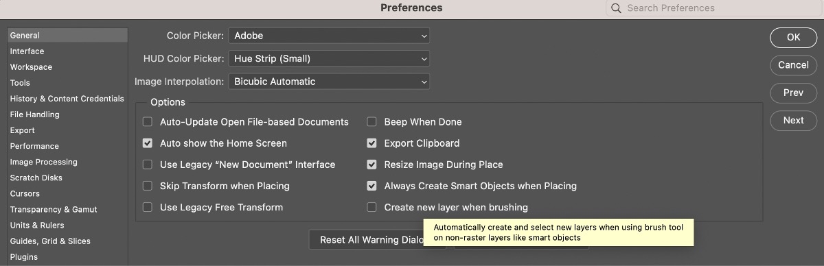 Navigate to Preferences> General > Create New Layer When Using Brushes to turn off the preferences for creating layers